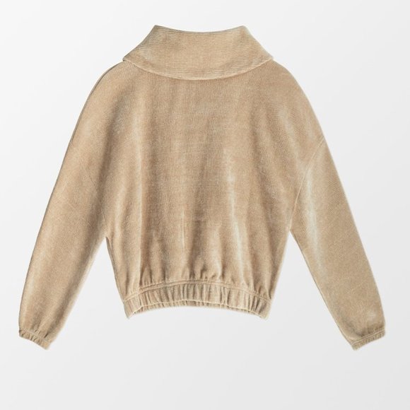 NWT Cupshe Cerise Half Placket Button Front Sweatshirt XS - Picture 2 of 6